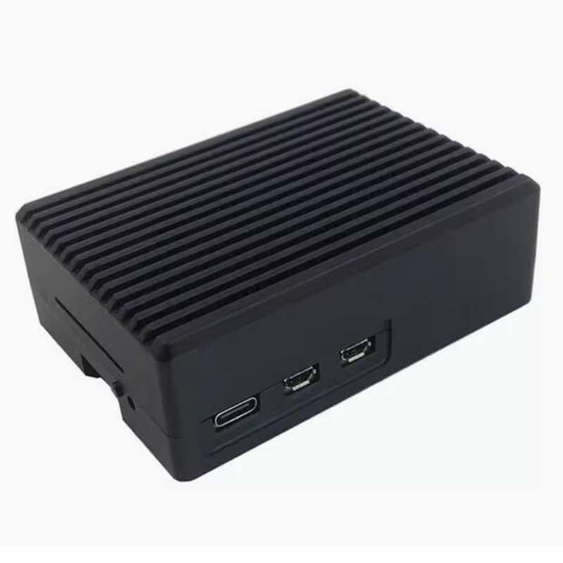 Boîtier Raspberry Pi 5 aluminium noir avec ventilation